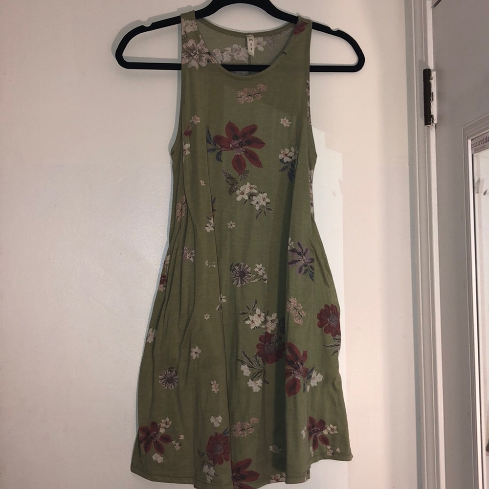 green floral mini dress